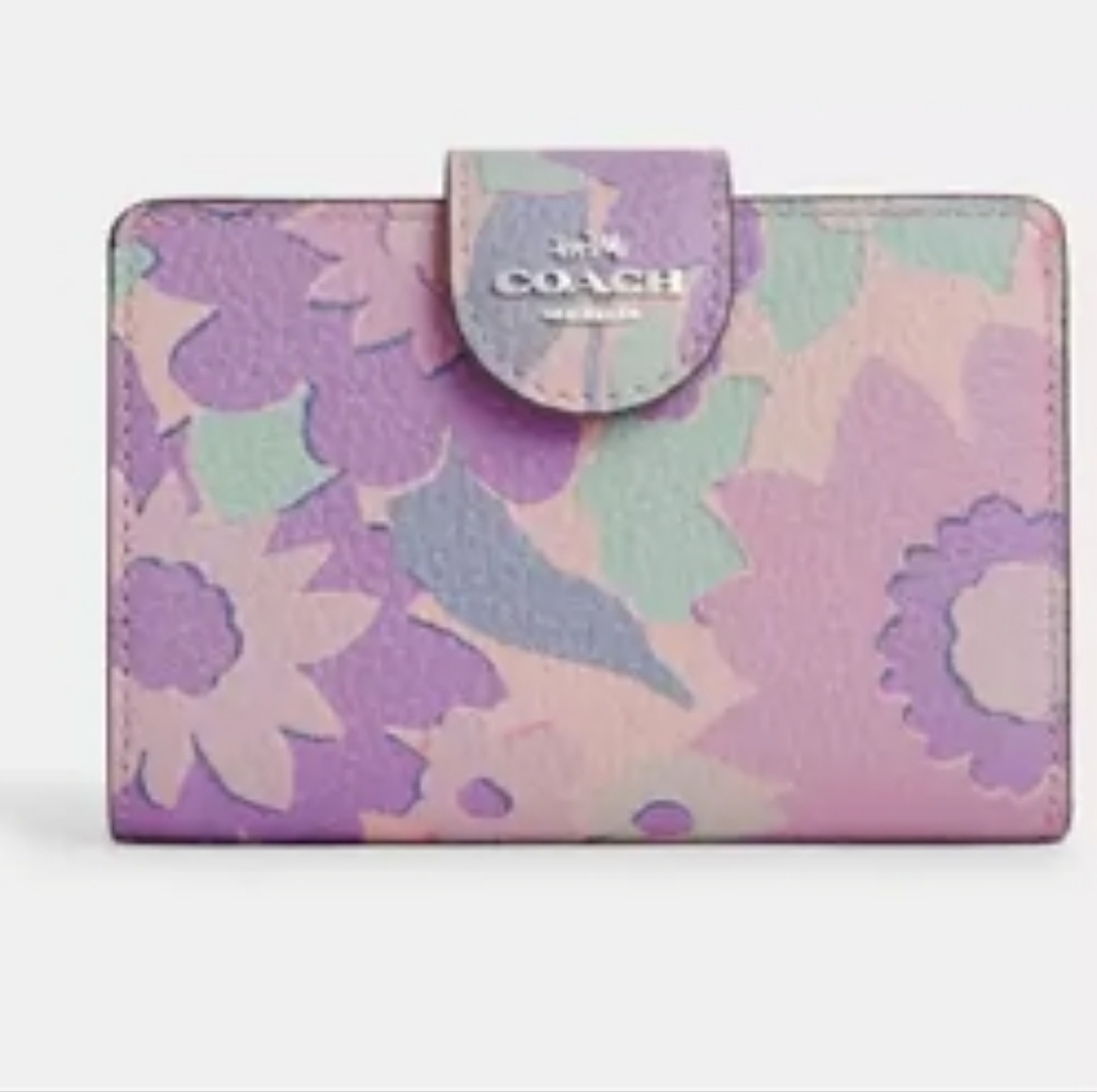 Medium Corner Zip Wallet With Floral Print